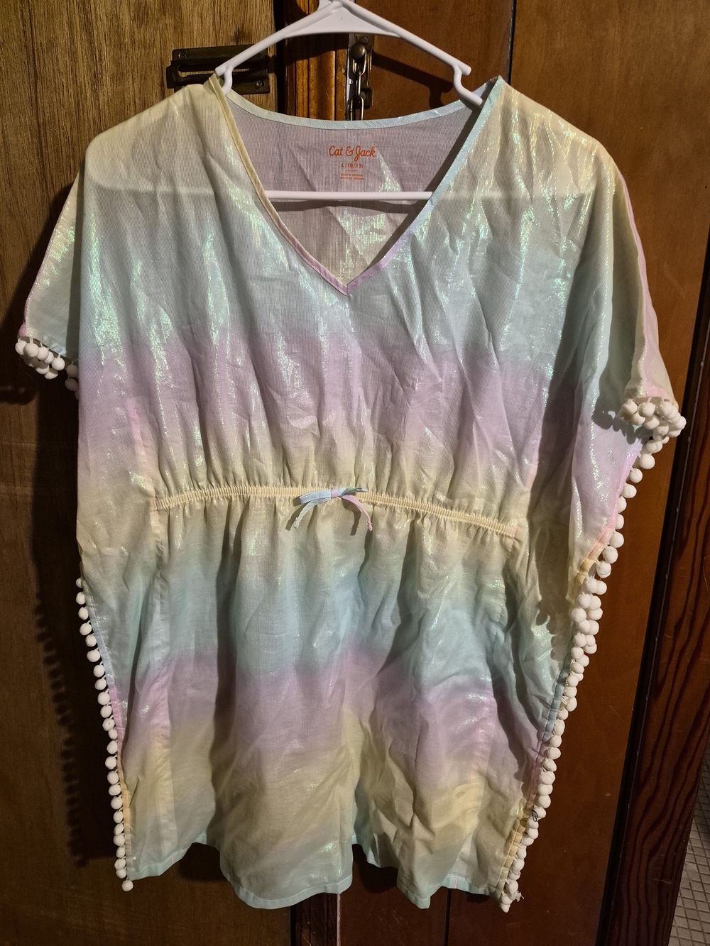 Cat & Jack Iridescent Pastel Pom-Trim V-Neck Tunic